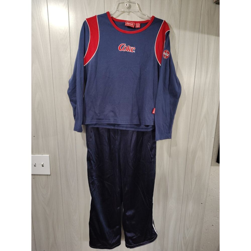 Coca Cola Track Pants & Shirt Women XL REVERSIBLE Pants Y2K Vintage Athletic